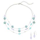 Beaded Multi Strand Necklace & Drop Earring Set, Women's, Blue