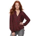 Women's Rock & Republic&reg; Print Drape High-low Top, Size: Medium, Dark Red