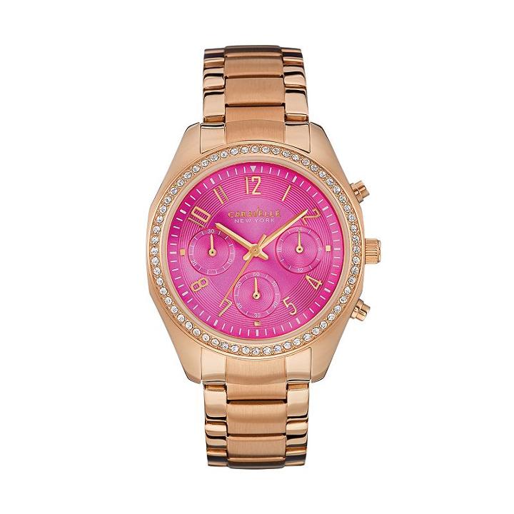 Caravelle New York By Bulova Women's Crystal Stainless Steel Chronograph Watch - 44l166k, Pink