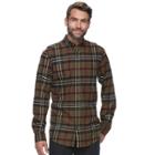 Big & Tall Croft & Barrow&reg; True Comfort Plaid Classic-fit Flannel Button-down Shirt, Men's, Size: L Tall, Dark Green