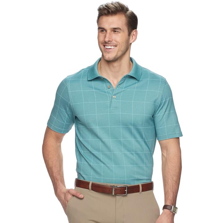 Big & Tall Van Heusen Flex Classic-fit Windowpane Polo, Men's, Size: Xl Tall, Turquoise/blue (turq/aqua)