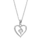 Primrose Sterling Silver Cubic Zirconia Heart Pendant Necklace, Women's, Size: 18, White