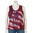 Plus Size Rock & Republic Red Wine And Blue Crochet Bank Tank, Women's, Size: 1xl, Red