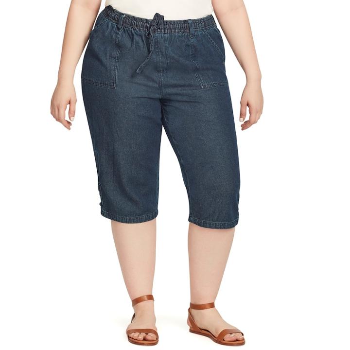 Plus Size Gloria Vanderbilt Lillith Lace-up Hem Capris, Women's, Size: 3xl, Med Blue