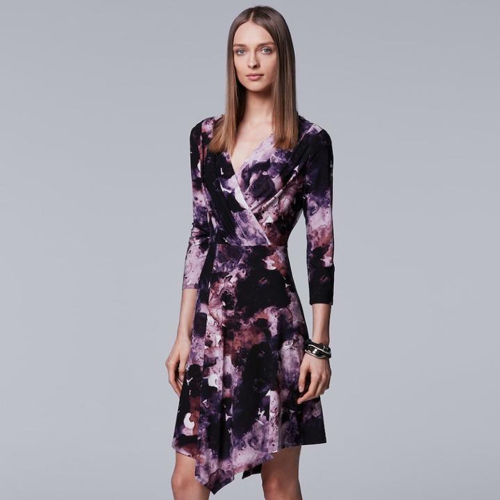 Women's Simply Vera Vera Wang Faux-wrap Dress, Size: Xs, Dark Red