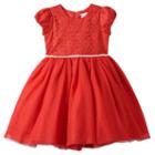 Girls 4-6x Nannette Floral Lace Dotted Glitter Tulle Dress, Girl's, Size: 4, Red