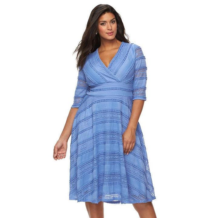 Plus Size Chaya Lace Fit & Flare Dress, Women's, Size: 20 W, Brt Blue
