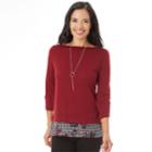 Women's Apt. 9&reg; Mock-layer Necklace Top, Size: Small, Bordeaux Floral