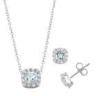 Sterling Silver Blue Topaz & Cubic Zirconia Halo Jewelry Set, Women's