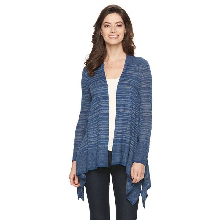 Women's Dana Buchman Space-dye Flyaway Cardigan, Size: Small, Blue (navy)