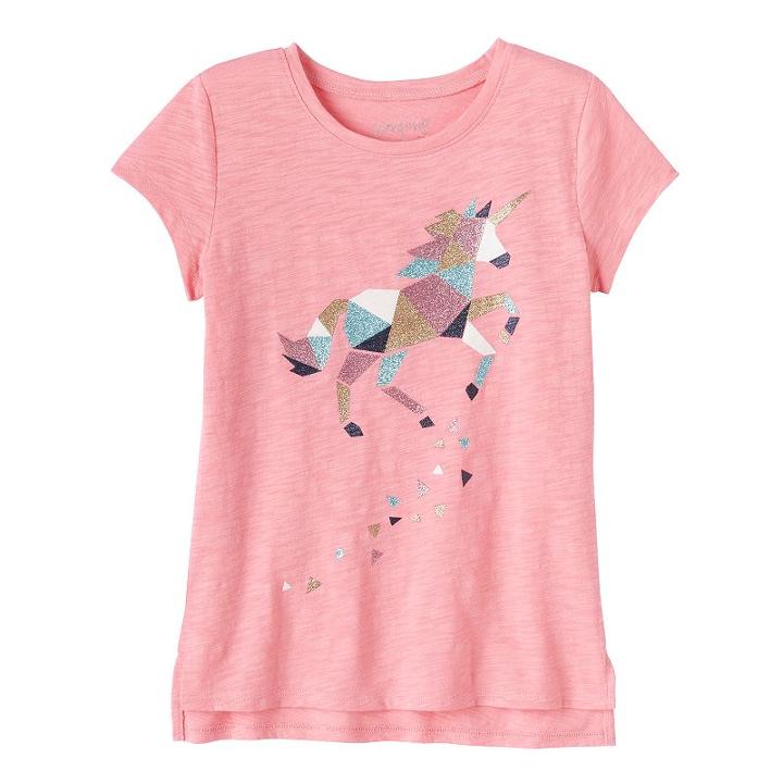Girls 4-10 Jumping Beans&reg; Graphic Step Hem Tee, Girl's, Size: 7, Med Pink