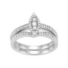 10k White Gold 1/4 Carat T.w. Diamond Marquise Engagement Ring Set, Women's, Size: 7