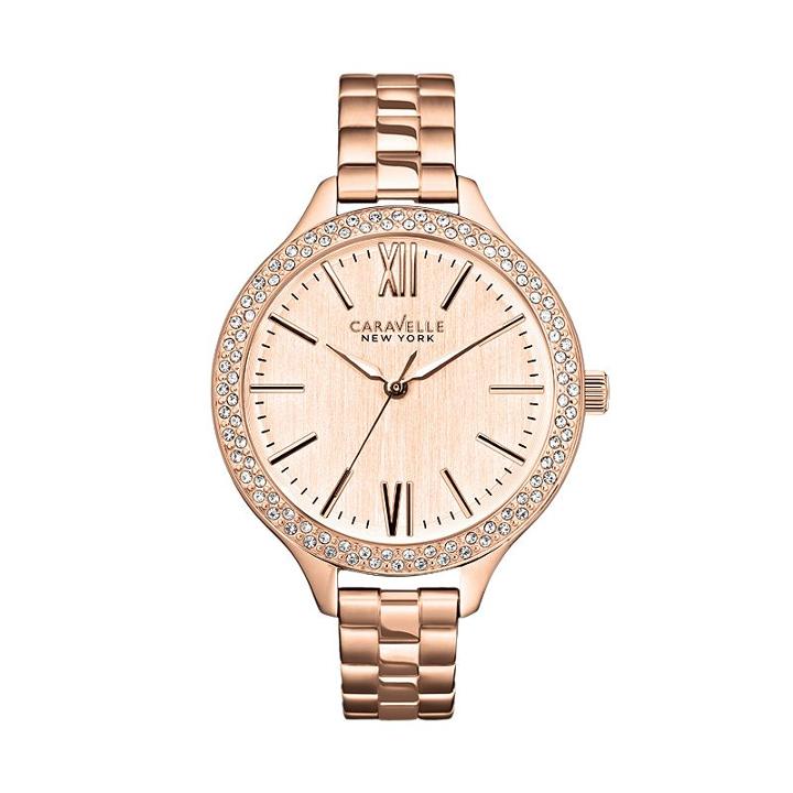 Caravelle New York By Bulova Women's Crystal Stainless Steel Watch - 44l125, Pink