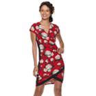 Juniors' Almost Famous Floral Faux-wrap Dress, Teens, Size: Large, Brt Red