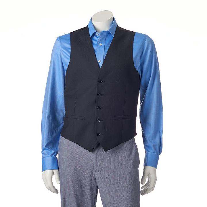 Men's Apt. 9&reg; Slim-fit Black Vest, Size: Xl