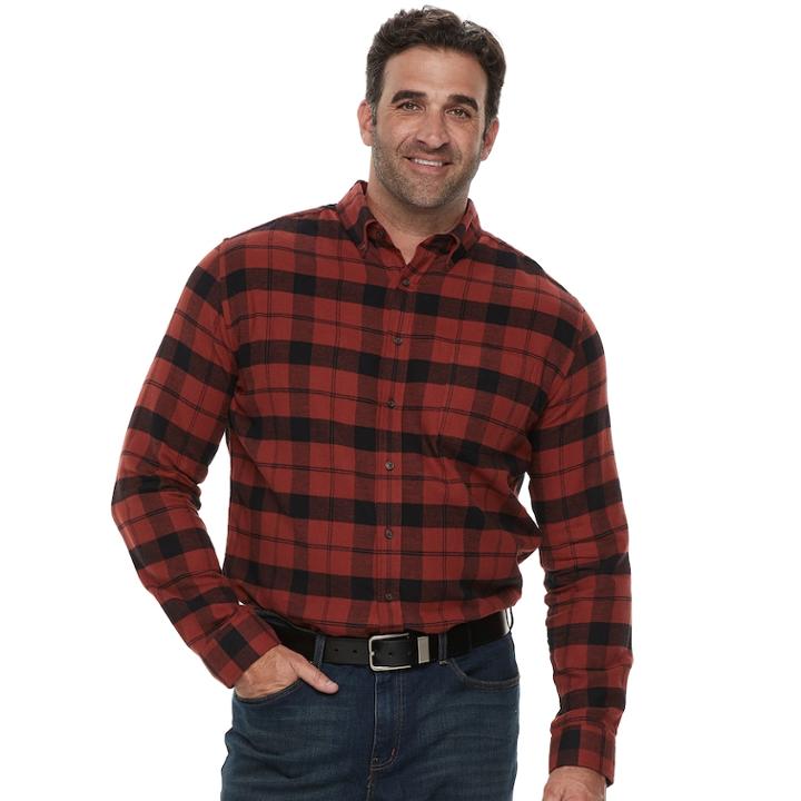 Big & Tall Croft & Barrow&reg; Regular-fit Flannel Woven Button-down Shirt, Men's, Size: Xl Tall, Drk Orange