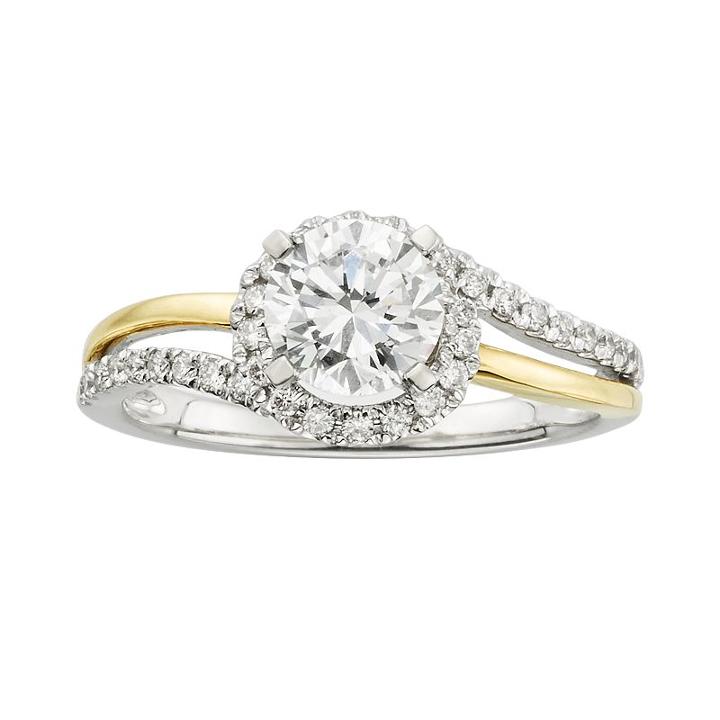 14k Gold Two Tone 1 1/4-ct. T.w. Round-cut Igl Certified Diamond Swirl Engagement Ring, Women's, Size: 7, White