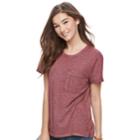 Juniors' So&reg; 1-pocket Heathered Tee, Teens, Size: Medium, Dark Pink