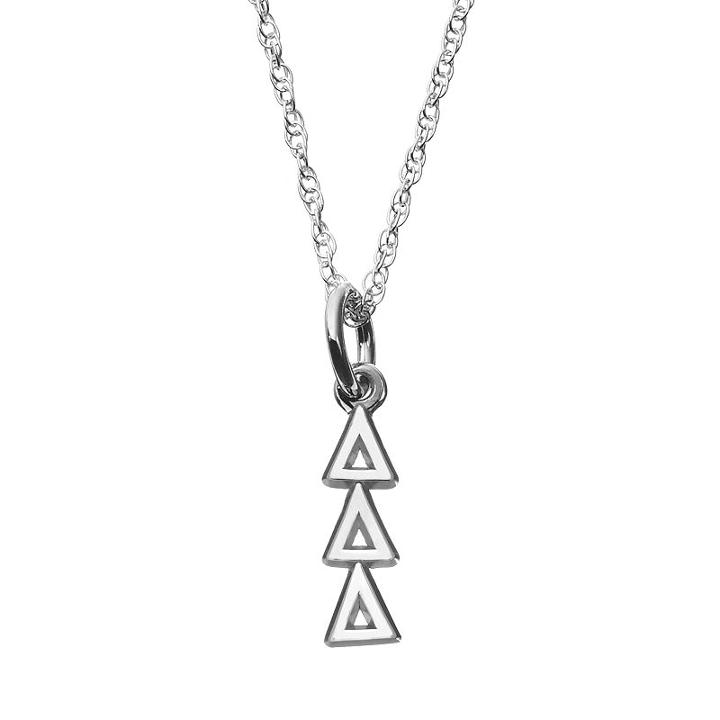 Logoart Sterling Silver Tri Delta Silver Sorority Pendant Necklace, Women's, Size: 18, Grey