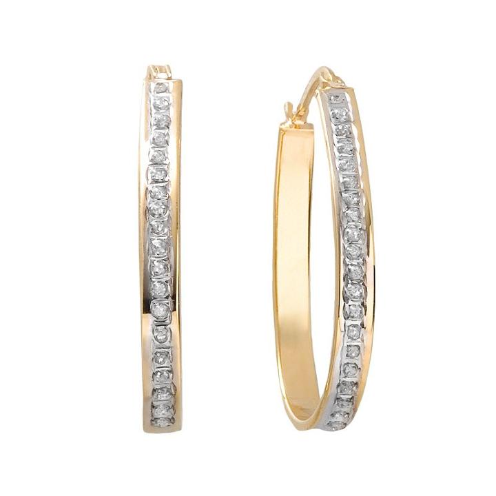 Diamond Mystique 18k Gold Over Silver Pear Hoop Earrings, Women's, Yellow