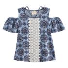 Girls 7-16 Rewind Patterned Cold-shoulder Crochet Front Tee, Size: Xl, Light Blue