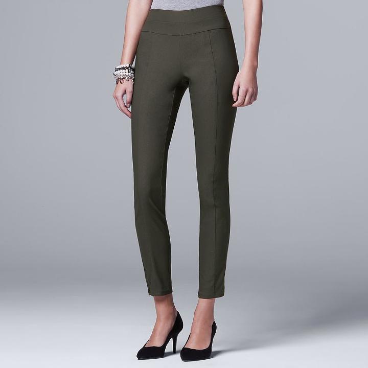 Petite Simply Vera Vera Wang Modern Fit Skinny Ankle Pants, Women's, Size: L Petite, Dark Green
