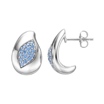 Lotopia Blue Cubic Zirconia Sterling Silver Marquise J-hoop Earrings, Women's