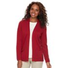 Women's Croft & Barrow&reg; Essential Open Front Cardigan, Size: Large, Dark Red
