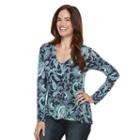 Petite Croft & Barrow&reg; Print High-low Top, Women's, Size: L Petite, Blue