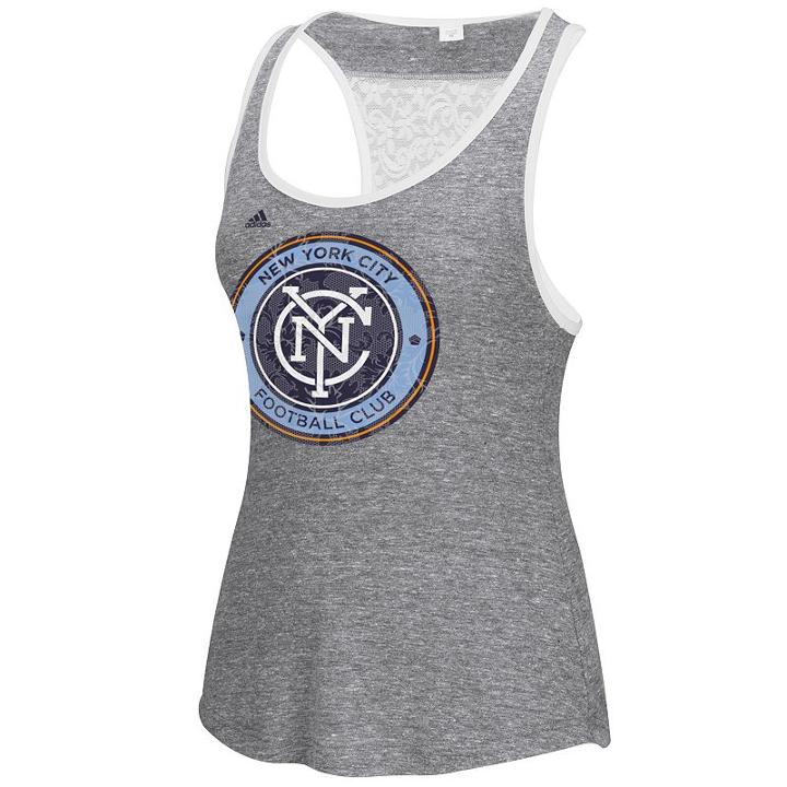 Women's Adidas New York City Fc Pearl Logo Lace Back Tank Top, Size: Medium, Black