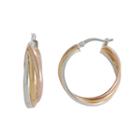 Silver Classics Tri Tone Sterling Silver Triple Hoop Earrings, Women's, Gold