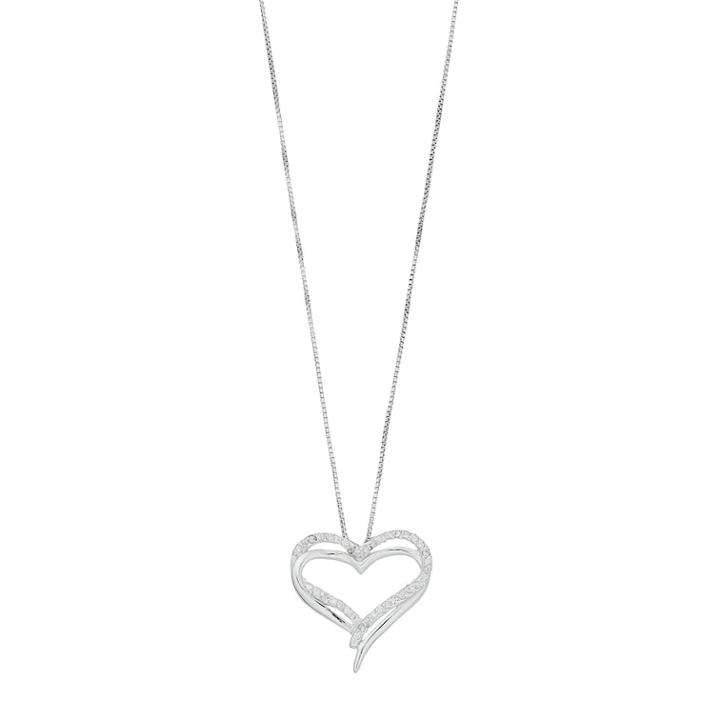 Timeless Sterling Silver Cubic Zirconia Heart Pendant Necklace, Women's, White