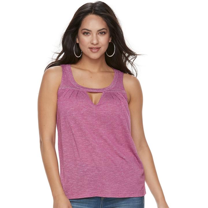 Women's Juicy Couture Embellished Keyhole Tank, Size: Medium, Med Purple