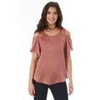 Juniors' Iz Byer California Satin Cold Shoulder Top, Teens, Size: Small, Light Pink