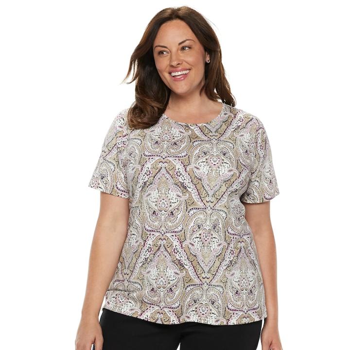 Plus Size Croft & Barrow&reg; Essential Crewneck Tee, Women's, Size: 2xl, Med Beige