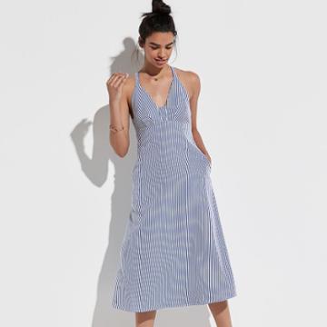 K/lab Stripe Halter Dress, Teens, Size: Medium, Blue