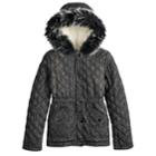 Girls 4-16 So&reg; Quilted Faux-fur Anorak Midweight Jacket, Size: 4-5, Grey