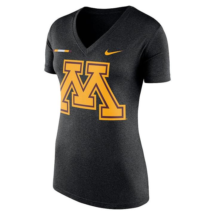 Women's Nike Minnesota Golden Gophers Striped Bar Tee, Size: Medium, Black