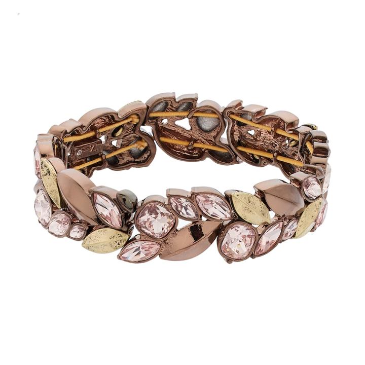 Simply Vera Vera Wang Leaf Marquise Stone Stretch Bracelet, Women's, Pink