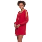 Juniors' Lily Rose Split Sleeve Shift Dress, Teens, Size: Medium, Dark Red