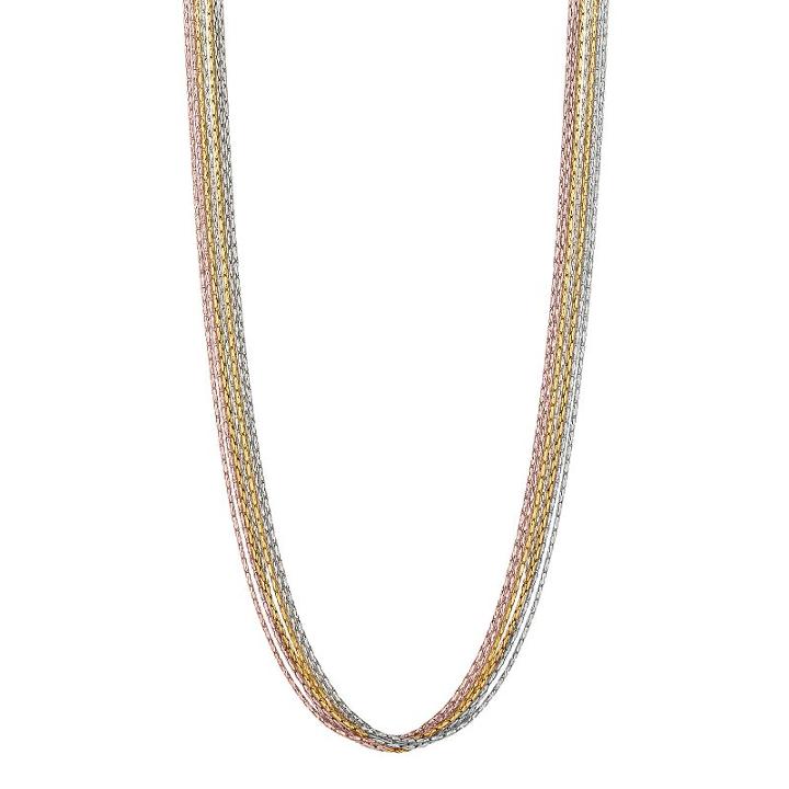 Sterling Silver Tri-tone Multistrand Chain Necklace - 18-in, Women's, Size: 18, Multicolor
