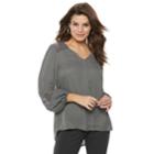 Women's Apt. 9&reg; Lace Yoke Blouse, Size: Large, Dark Grey