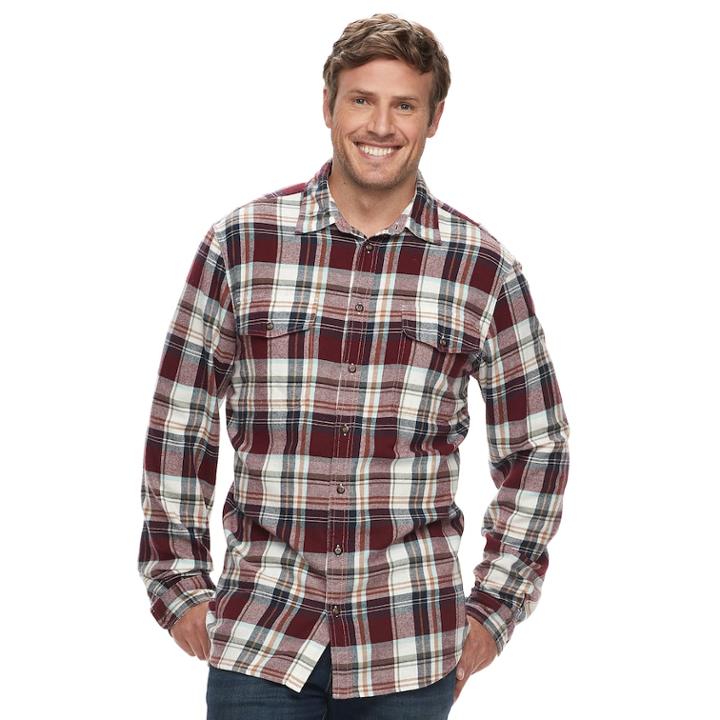 Big & Tall Sonoma Goods For Life&trade; Slim-fit Supersoft Flannel Button-down Shirt, Men's, Size: 4xl Tall, Dark Pink