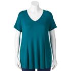 Juniors' Plus Size About A Girl Solid Pleated Tee, Size: 1xl, Blue Other