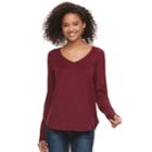 Juniors' So&reg; Perfect V-neck Tee, Teens, Size: Xl, Dark Pink