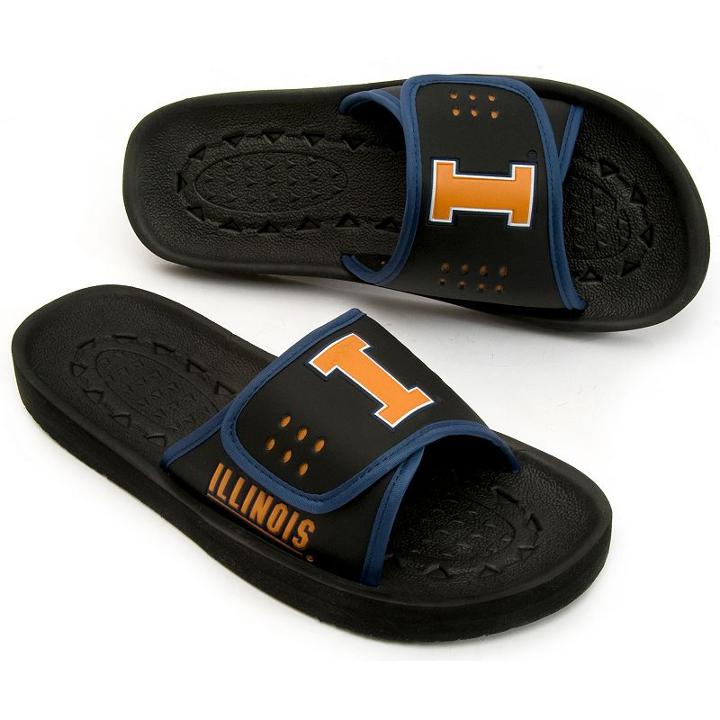 Adult Illinois Fighting Illini Slide Sandals, Size: Small, Black