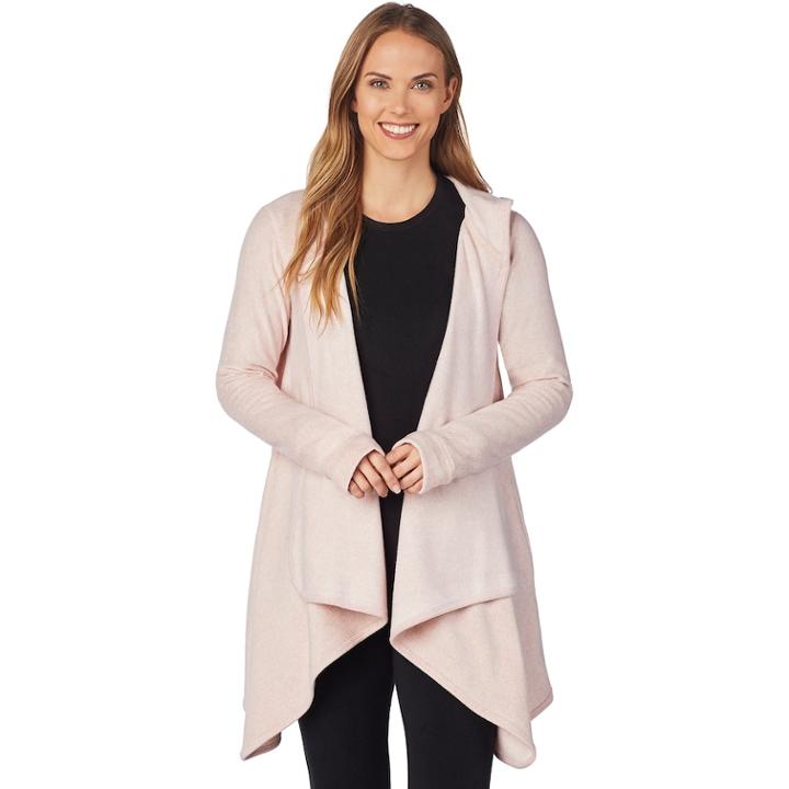 Women's Cuddl Duds Fleece Hooded Wrap Cardigan, Size: S-m, Orange