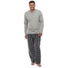 Big & Tall Chaps Solid Henley & Plaid Fleece Lounge Pants Set, Men's, Size: Xl Tall, Grey (charcoal)