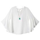 Girls 7-16 Iz Amy Byer Double Bell Sleeve Woven Top, Size: Large, White Oth