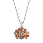 Silver Luxuries Silver Tone Crystal Turkey Pendant, Women's, Multicolor